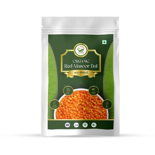 Simply Jaivik Unpolished Red Masoor Dal  Protein-Rich Split Lentils, Naturally Grown  Easy Digestion (500gm)