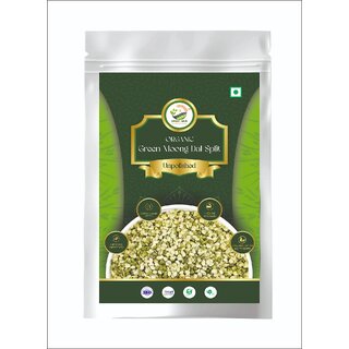 Simply Jaivik Green Moong Dal Chilka (Split)  High Fiber  Protein, Unpolished Split Green Gram for Health (500gm)