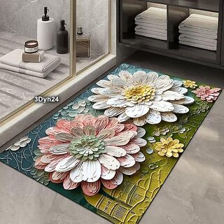 Bathroom Mat, Door mat Door Mat, Rubber Non-Slip Quick Dry Rugs Fit Under Door Super Absorbent Thin Fashion Washable