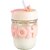 HOHO 400ml Glass Tumbler with Straw Leak-Proof Lid, Rubber Grip, Wide Mouth Flask, Hot Pink