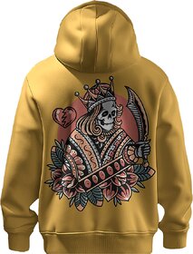 BULL CLOTHING Men's Mustard Yellow Hoodie King Printed Design 60 Cotton 40 Poly 280 GSM Fleece