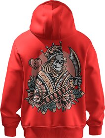 BULL CLOTHING Men's Red Hoodie King Printed Design 60 Cotton 40 Poly 280 GSM Fleece
