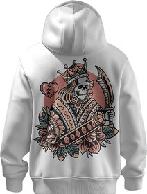 BULL CLOTHING Men's White Hoodie King Printed Design 60 Cotton 40 Poly 280 GSM Fleece