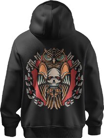 BULL CLOTHING Unique Designer Owl Pullover Black Hoodie Statement-Making Streetwear, Ideal for Fashion-Forward Men