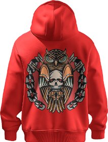 BULL CLOTHING Unique Designer Owl Pullover Red Hoodie Statement-Making Streetwear, Ideal for Fashion-Forward Men