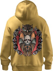 BULL CLOTHING Unique Designer Owl Pullover Mustard Yellow Hoodie Ideal for Fashion-Forward Men