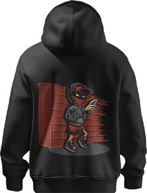 BULL CLOTHING Stylish Mens Hoodie with Urban Ninja Red Black Painter Design, Perfect for Casual Outings