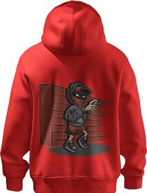 BULL CLOTHING Stylish Mens Hoodie with Urban Ninja Red Black Painter Design, Perfect for Casual Outings