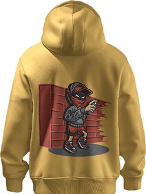 BULL CLOTHING Stylish Mens Hoodie with Urban Ninja Mustard Yellow Black Painter Design, Perfect for Casual Outings