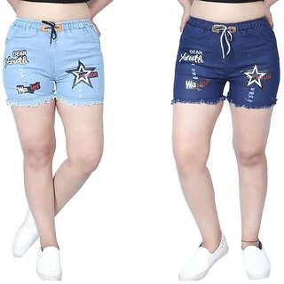 Pack of 2 Fashion Girls Denim Shorts  Stylish, Comfortable, Casual Wear for Girls