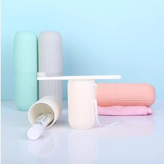 Portable Travel Case for Toothbrush & Toothpaste - Compact Multicolor Holder (Pack of 1)