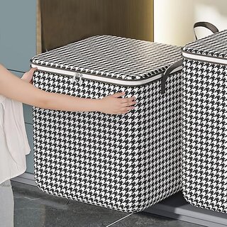 180L Foldable Clothes Organizer for Wardrobe  Blanket Storage Box, Cloth & Dress Organizer Bag with Reinforced Handles