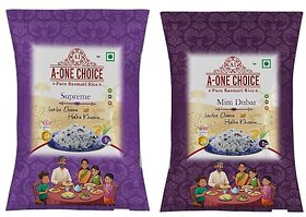 A-one Choice 5kg Supreme Rice and Mini Dubar Rice Combo  Best Quality Rice for Biryani, Pulao, Khichdi  Everyday Use