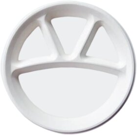12 Inch Bagasse 4CP Compartment Meal Plate - 15 Pcs