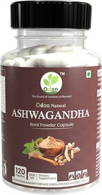 ODON NATURAL Ashwagandha Root Powder Capsules - Natural Stress Relief  Vitality Supplement