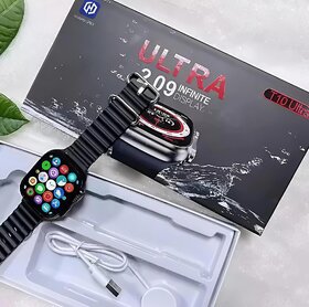 T800 Ultra Smart Watch, 1.99 Infinite Display, Black Silicone Band, Bluetooth Calling,