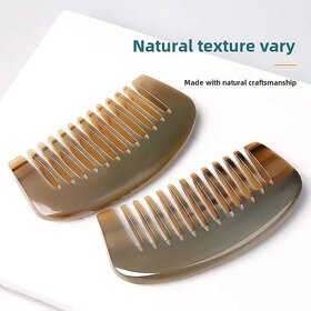 Natural White Buffalo Horn Comb for Women - Nourishing Long Hair Care, Scalp Massage, Wide Tooth Design (White Buffalo Horn  Fine Teeth Single)