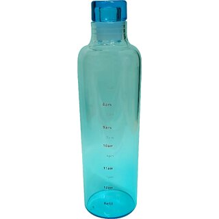 CeePoo Borosilicate Glass Water Bottle 500ml  Leak-Proof BPA-Free Motivational Bottle with Time Markers (Blue)