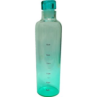 CeePoo Borosilicate Glass Water Bottle 500ml  Leak-Proof BPA-Free Motivational Bottle with Time Markers (Green)