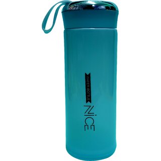 Ceepoo Nice Vacuum Flask Glass Water Bottle 400ml  Hot  Cold Thermos with Handle  BPA-Free, Leak-Proof (Blue)