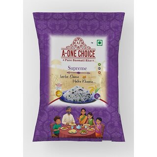 A-ONE CHOICE Supreme 5kg Basmati Rice Extra Long Grain, Naturally Aromatic, Fluffy Texture  Non-Sticky Rice