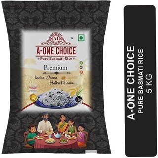 A-ONE CHOICE Premium 5kg Basmati Rice Extra Long Grain, Naturally Aromatic, Fluffy Texture  Non-Sticky Rice Ideal