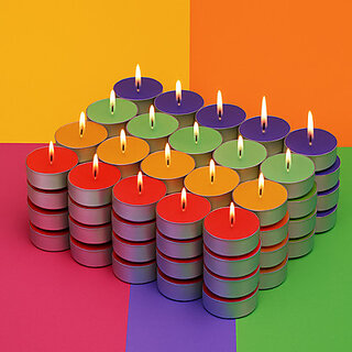 Vibrant Multicolor Tealight Candle for Home Decor Festive Celebration Wax Candle Candle (Multicolor, Pack of 50)