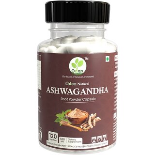 ODON NATURAL Ashwagandha Root Powder Capsules - Natural Stress Relief  Vitality Supplement