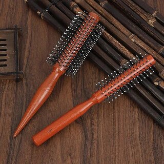 Professional Wooden Round Hair Brush for Men & Women, Curling & Styling Comb for Salon-Quality Volume and Smooth Curls (Large Cylinder Curl Brush)