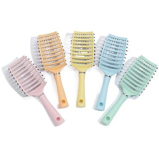 Pig Mane Big Bend Comb Curly Hair Straight Hair Styling Comb Hair Oil Hair Comb Curved Nine Row Comb Massage Comb (Bright Orange)