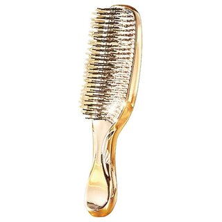 Luxury Anti-Static Massage Hair Brush for Women Long Hair Detangling & Styling Comb, High-Gloss Finish for Beautiful Curls (Light Gold)