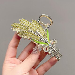 Wheat Stalk Hair Clip for Women | Large Metal Claw Clip for Elegant Updos & Ponytails (Golden Wheat)