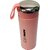 Ceepoo Nice Vacuum Flask Glass Water Bottle 400ml  Hot  Cold Thermos with Handle  BPA-Free, Leak-Proof (Pink)