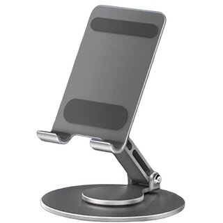 360 Rotatable Aluminum Alloy Phone Tablet Stand, Foldable Desktop Holder for Hands-Free Viewing & Live Streaming (033 Silver)
