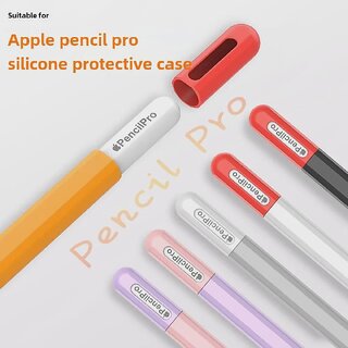 Apple Pencil Pro Case with Color-Block Design, Full-Body Silicone Protective Cover for 4th Gen Stylus (White, Apple Pencil Pro)
