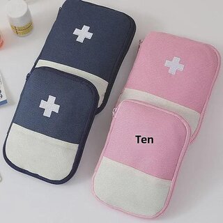 Portable First Aid Kit with Logo, Medical Supply Organizer Bag for Home & Travel (Travel Portable (Red) Small)