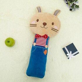 Plush Car Seat Belt Pillow - Cute Bunny & Husky Design for Kids, Comfortable Headrest & Travel Neck Support (Blue Rabbit, 50cm)