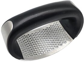 Food-Grade Stainless Steel Garlic Press - Ergonomic Handheld Rocker for Effortless Garlic and Ginger Crushing (OPP Package, Garlic Press with Steel Edge)