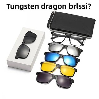 (Pack of 1) TR90 Magnetic Clip-On Polarized Sunglasses for Men and Women, Night Vision Driving Glasses, Square Frame Prescription-Compatible