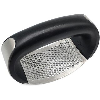 Food-Grade Stainless Steel Garlic Press - Ergonomic Handheld Rocker for Effortless Garlic and Ginger Crushing (OPP Package, Garlic Press with Steel Edge)