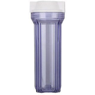 10 Inch 2/4/6 Port Water Filter Housing, Transparent Heavy-Duty Sediment Filter Cartridge Holder, BPA-Free & Explosion-Proof (10-inch American style internal thread blue bottle, 2-point PES transparent bottle(plastic thread])