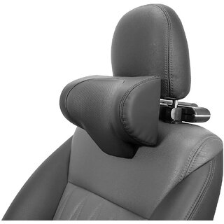 Multi-Function Adjustable Neck Pillow with Phone Holder, Memory Foam Travel & Car Headrest Cushion (6th Gen Enlarged Suede Black)