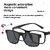 (Pack of 1) TR90 Magnetic Clip-On Polarized Sunglasses for Men and Women, Night Vision Driving Glasses, Square Frame Prescription-Compatible