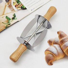 Professional Stainless Steel Croissant Dough Cutter Roller | Pastry Blade for Perfect Croissants & Baked Goods (Stainless Steel Color)