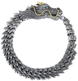 Men's Vintage Dragon Bracelet - Bold, Stylish, and Sophisticated (E139 Small Dragon, 18cm)