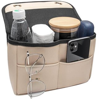 Leather Car Seat Back Organizer with Storage Pockets, Multi-Function Vehicle Seat Hanger for Phones, Toys & Essentials (Black Seat Storage Bag, 25cm x16cm x8cm)