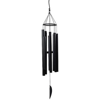 Japanese Style Wind Chime with 8 Tubes, Creative Iron Art Hanging Ornament for Home & Garden Decor (Black)