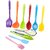 10-Piece Silicone Kitchen Utensil Set Non-Stick Cooking Spoons, Spatulas, Ladle, and Oil Brush Heat Resistant, Durable, Easy to Clean (Color 10 Piece Set Including Color Box, Colorful 10pcs Set (Gift Box)