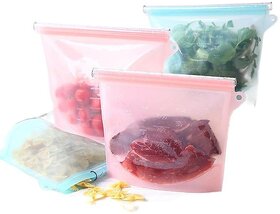 Leak-Proof Silicone Food Storage Bags, Reusable Vacuum Seal Fresh-Keeping Pouches, Self-Sealing and Portion Control Silicone Bags (Small White)