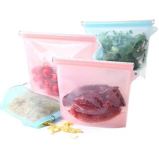 Leak-Proof Silicone Food Storage Bags, Reusable Vacuum Seal Fresh-Keeping Pouches, Self-Sealing and Portion Control Silicone Bags (Small White)